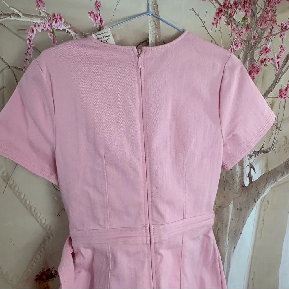 NEW Cinq a Sept Blush Pink Denim Jodi Wrap Mini Dress - Picture 8 of 12